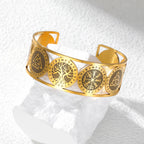 Lebensbaum-Armband im nordischen Stil mit goldenen Runen verziert