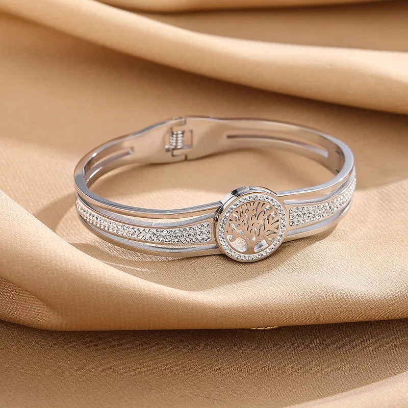 Armband mit Lebensbaum und silbernem Kristall
