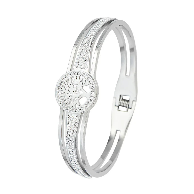 Armband mit Lebensbaum und silbernem Kristall