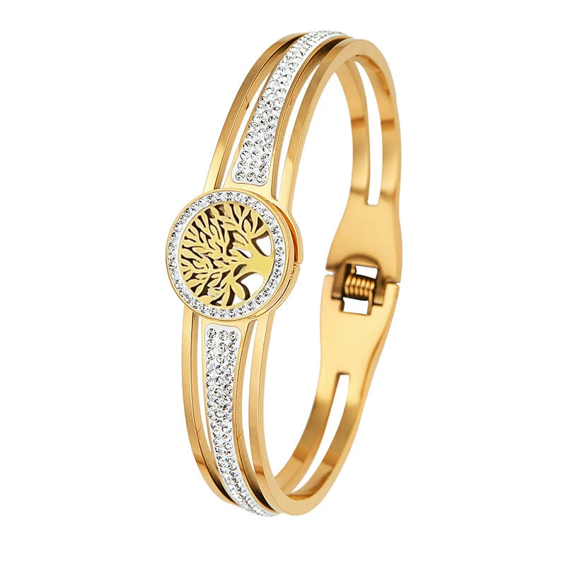 Armband mit Lebensbaum und goldenem Kristall