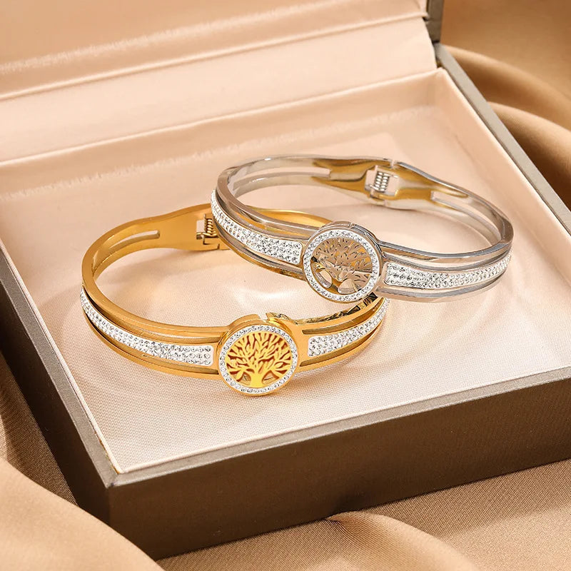 Armband mit Lebensbaum und Kristall 