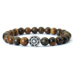 Armband mit Kompass Windrose aus Natursteinen Tigerauge