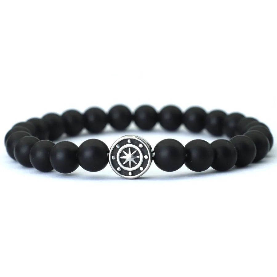 Armband mit Kompass Windrose aus Natursteinen Onyx