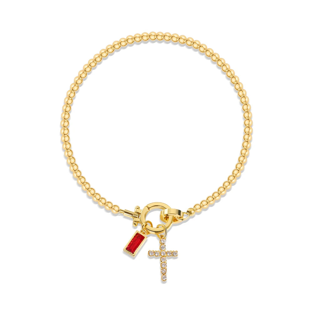 Armband mit Kreuz und Geburtsstein