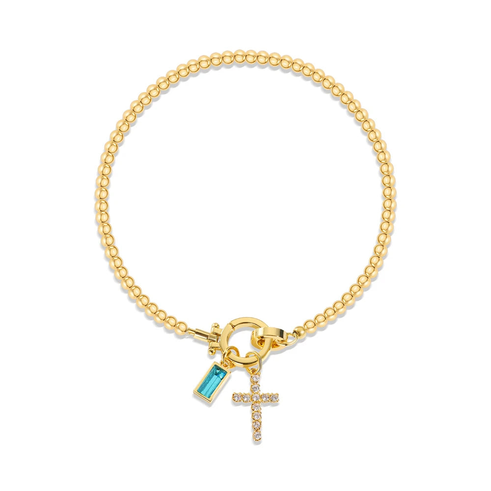 Armband mit Kreuz und Geburtsstein