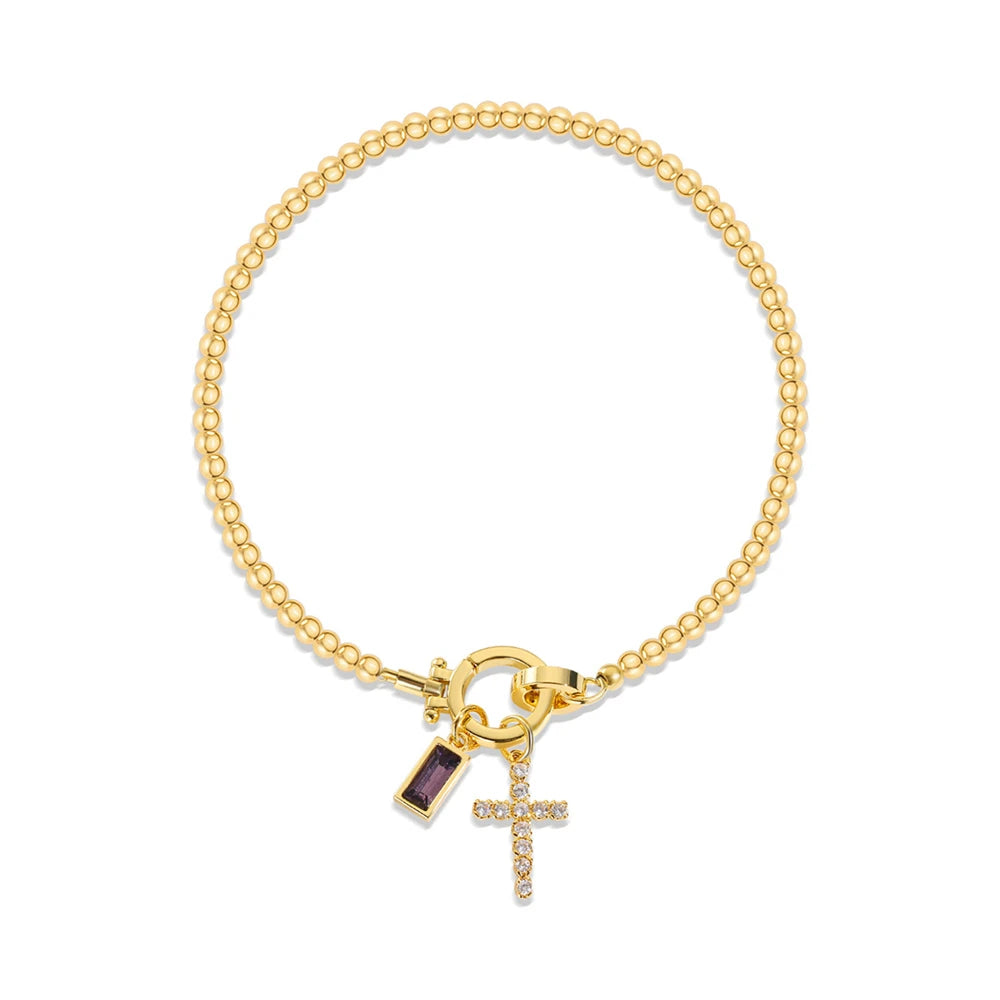 Armband mit Kreuz und Geburtsstein