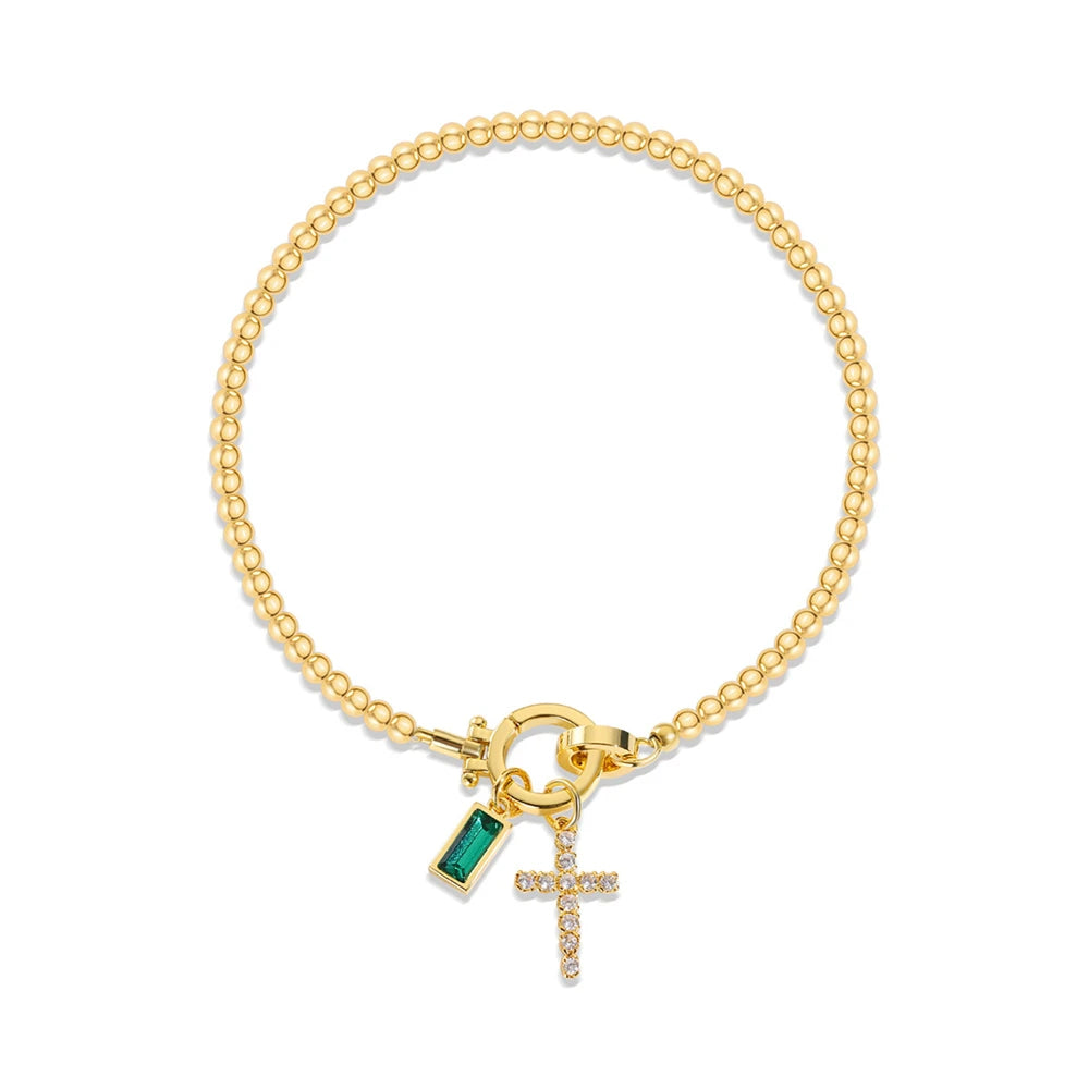 Armband mit Kreuz und Geburtsstein