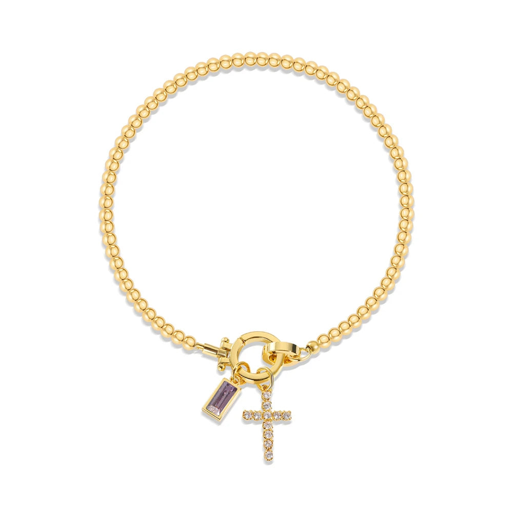 Armband mit Kreuz und Geburtsstein