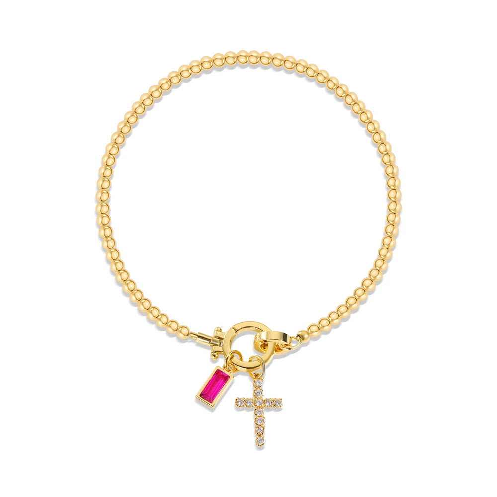 Armband mit Kreuz und Geburtsstein