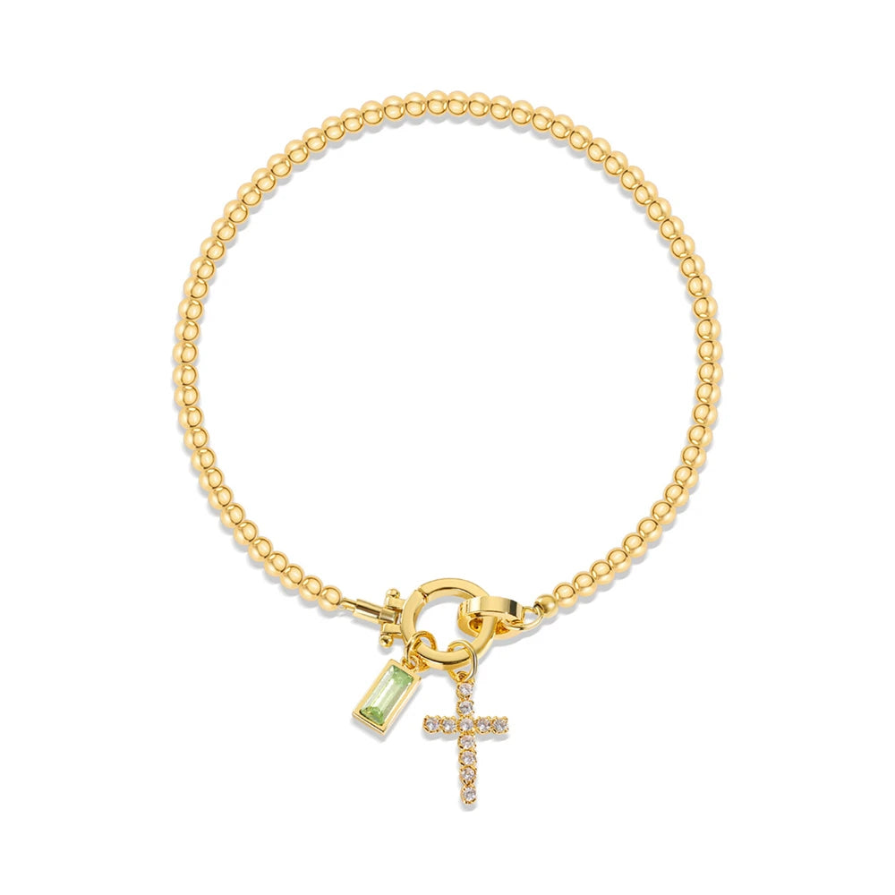 Armband mit Kreuz und Geburtsstein