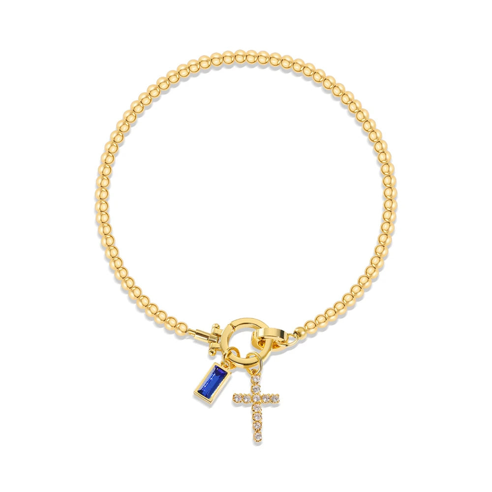 Armband mit Kreuz und Geburtsstein