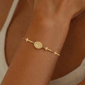 Armband mit Medaille der Jungfrau Maria und Kreuz in Gold