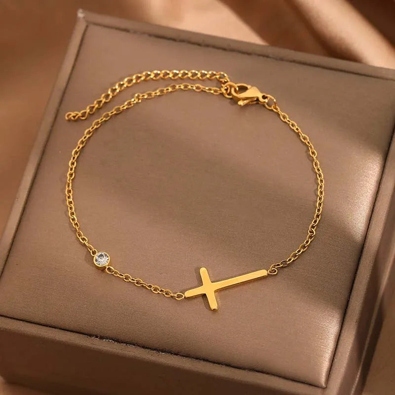 Armband mit Kreuz für Damen Gold & Silber 