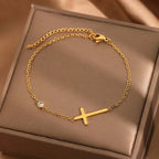 Armband mit Kreuz für Damen Gold & Silber 