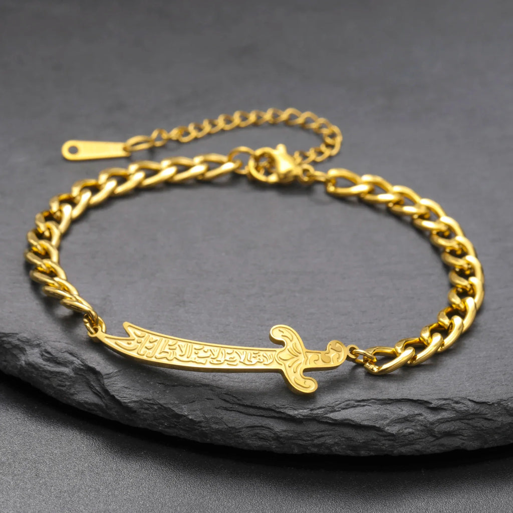 Armband mit arabischem Ali Zulfiqar Schwert in Gold