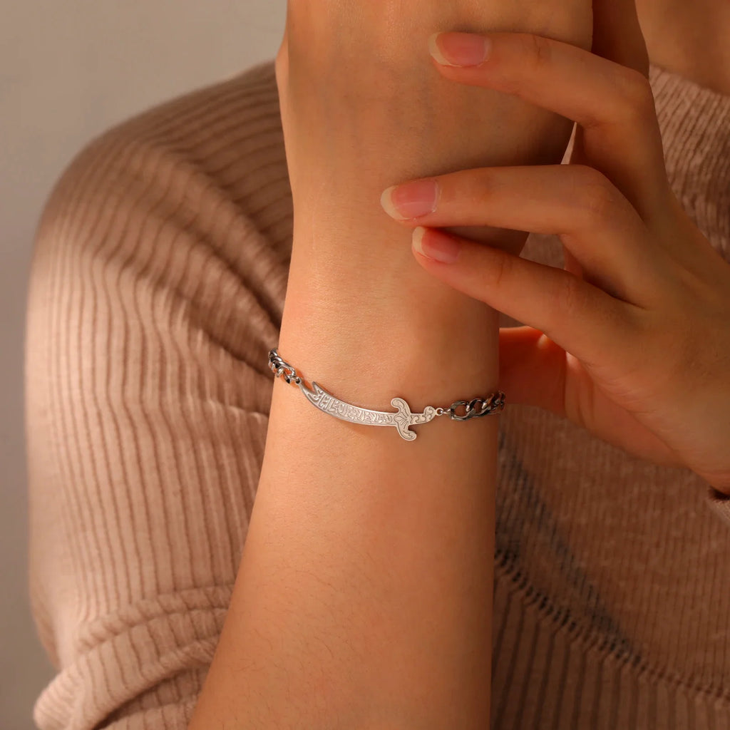 Armband mit arabischem Ali Zulfiqar Schwert in Silber