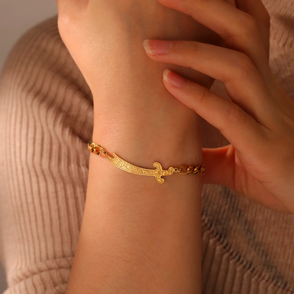 Armband mit arabischem Ali Zulfiqar Schwert in Gold