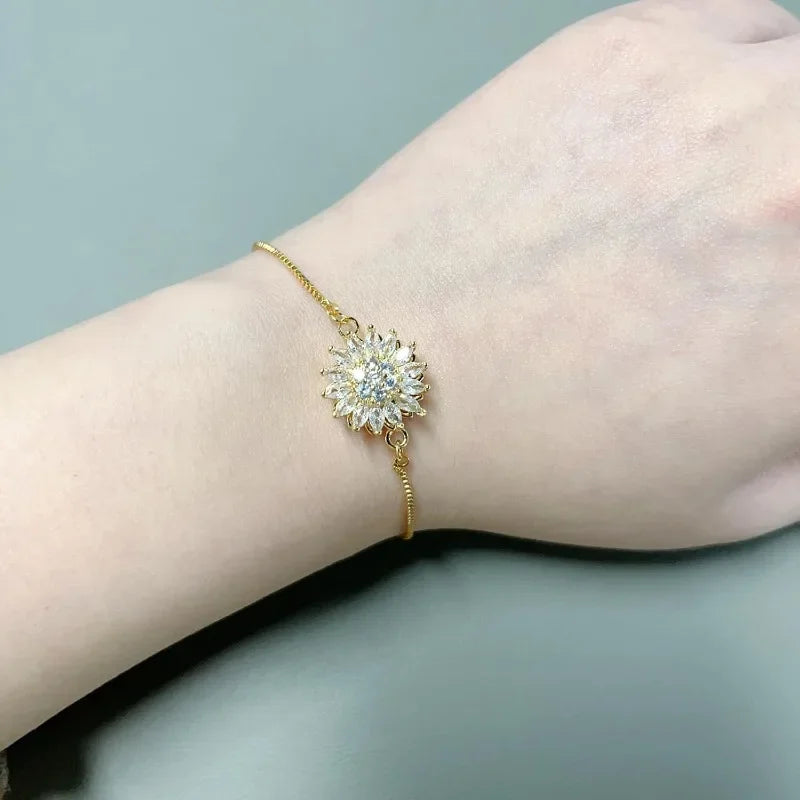Armband mit drehbarer Anti-Stress-Blume und Strass 2