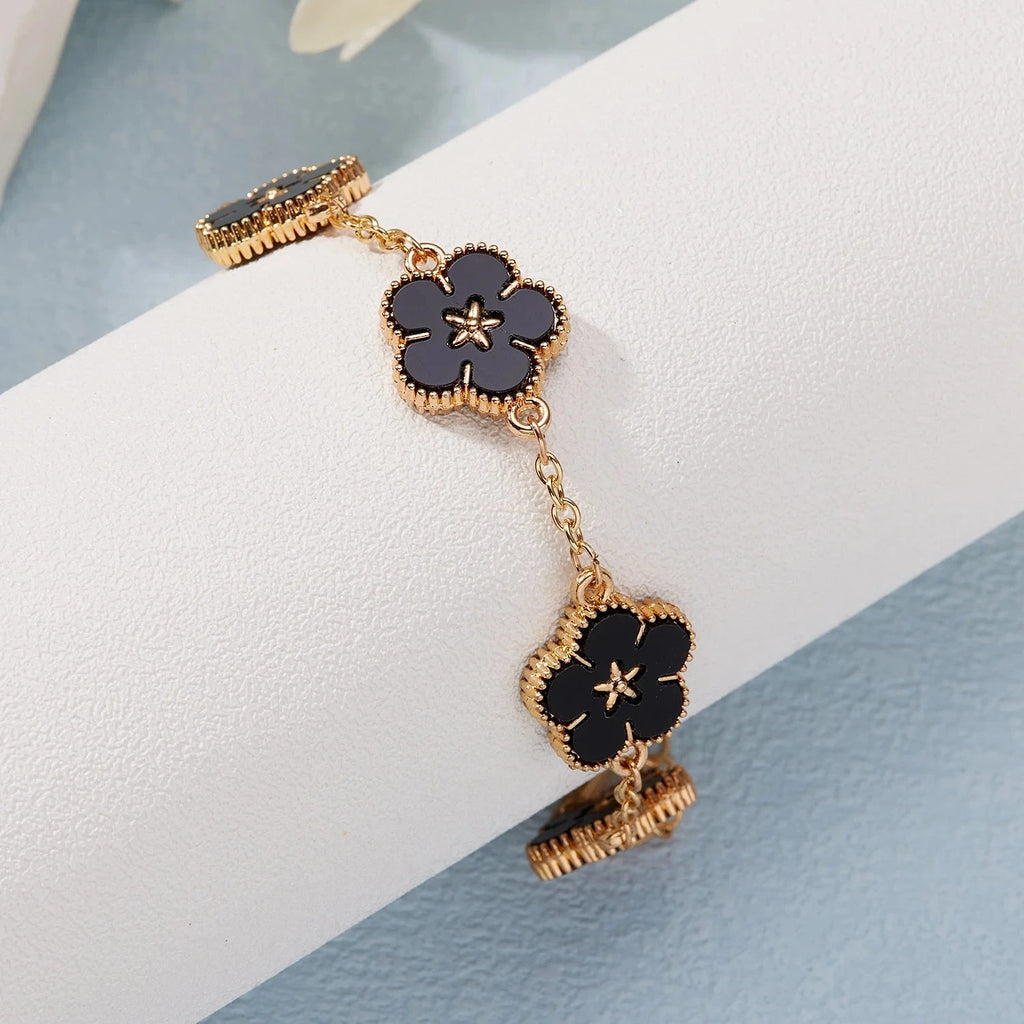 Armband mit Blumen für Damen schwarz