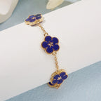 Armband mit Blumen für Damen blau