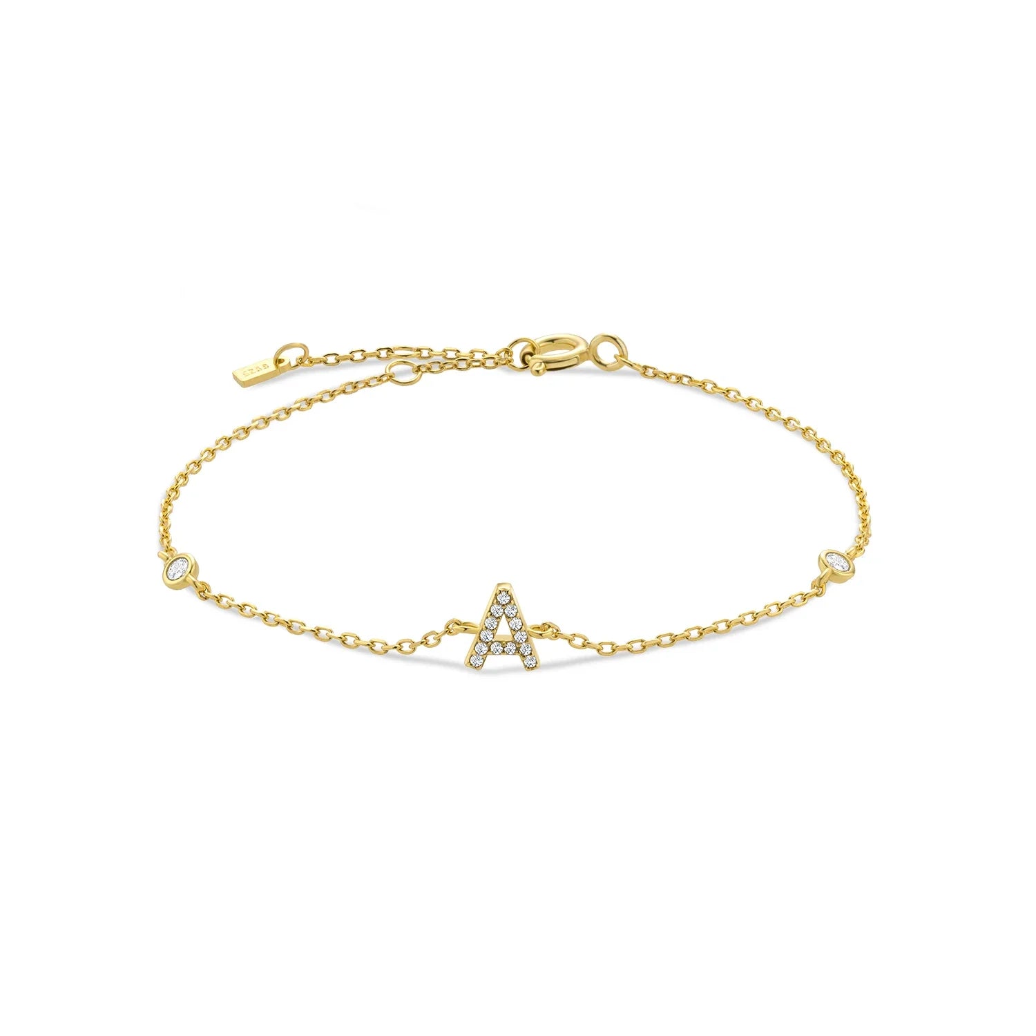 Armband mit Initiale aus Gold-Strass a
