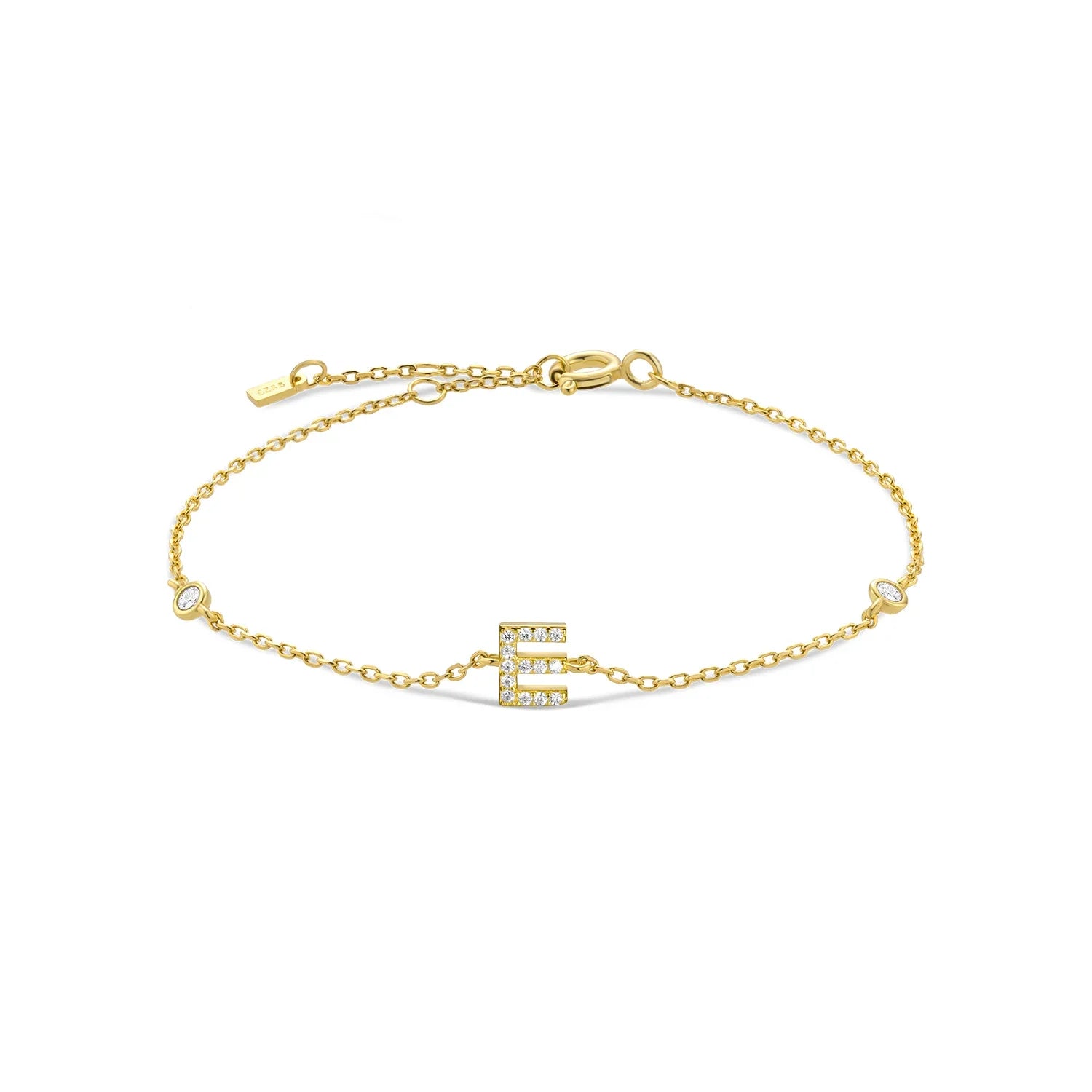 Armband mit Initiale aus goldenen Strasssteinen e