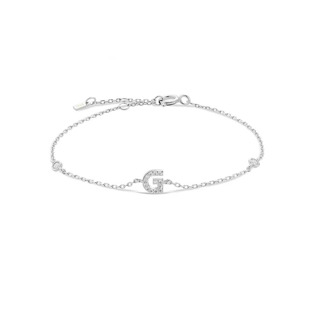 Armband mit Initiale aus silbernen Strasssteinen g