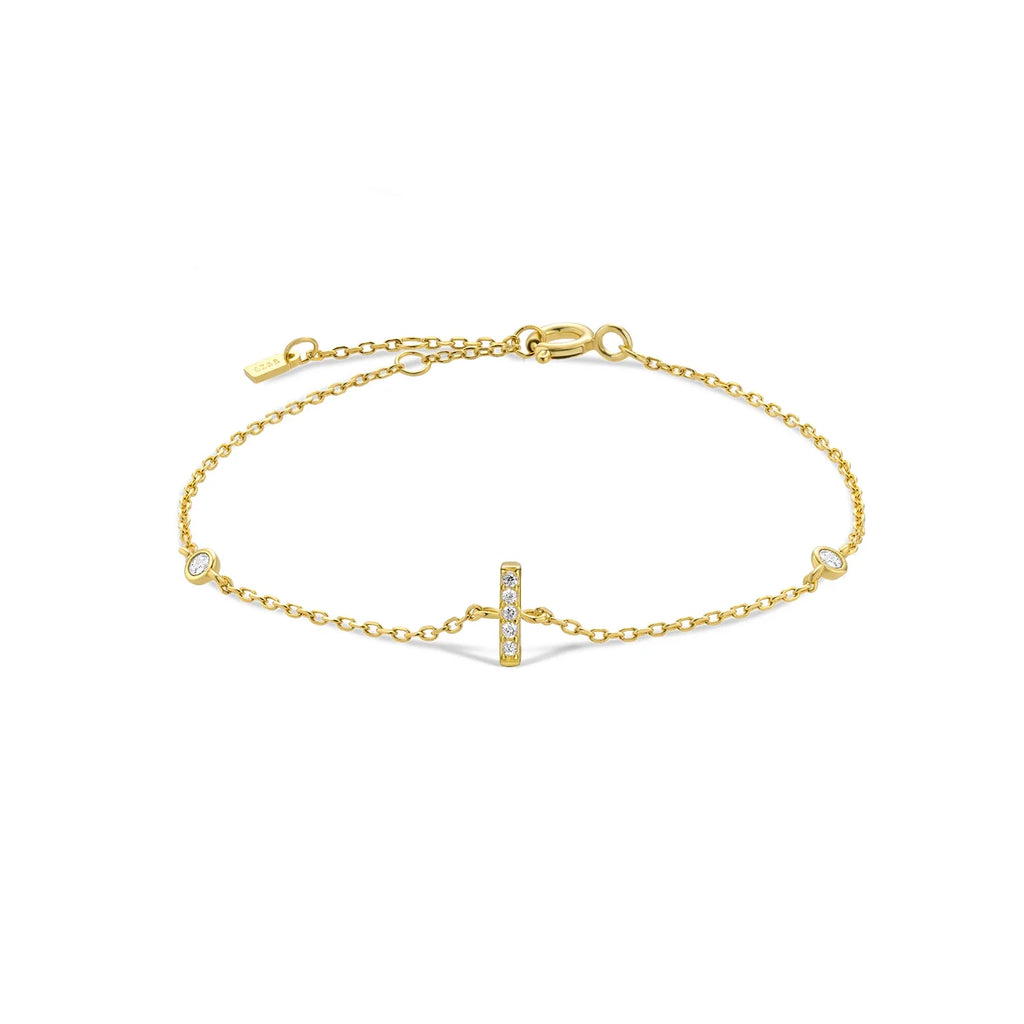 Armband mit Initiale aus goldenen Strasssteinen i