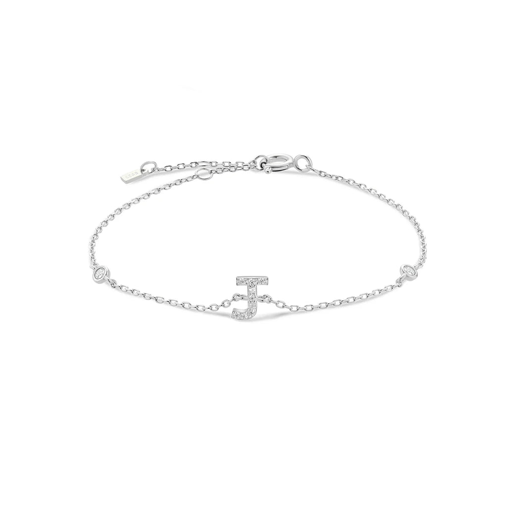 Armband mit Initiale aus silbernen Strasssteinen j