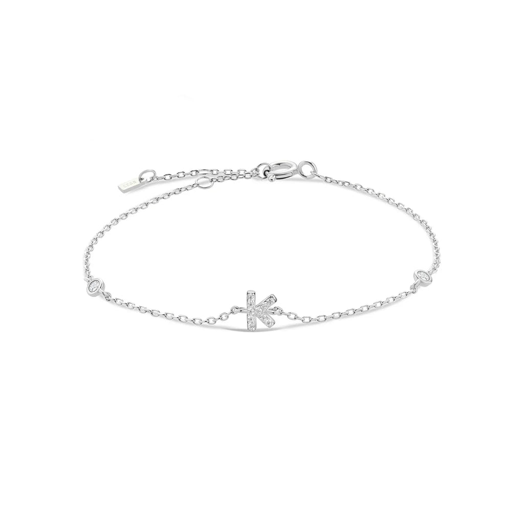 Armband mit Initiale aus silbernen Strasssteinen k