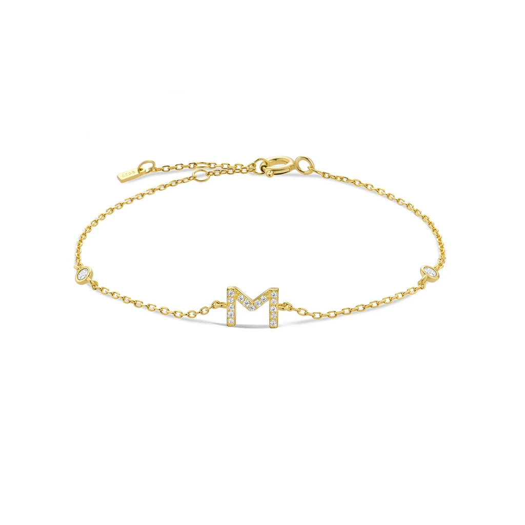 Armband mit Initiale aus goldenen Strasssteinen m