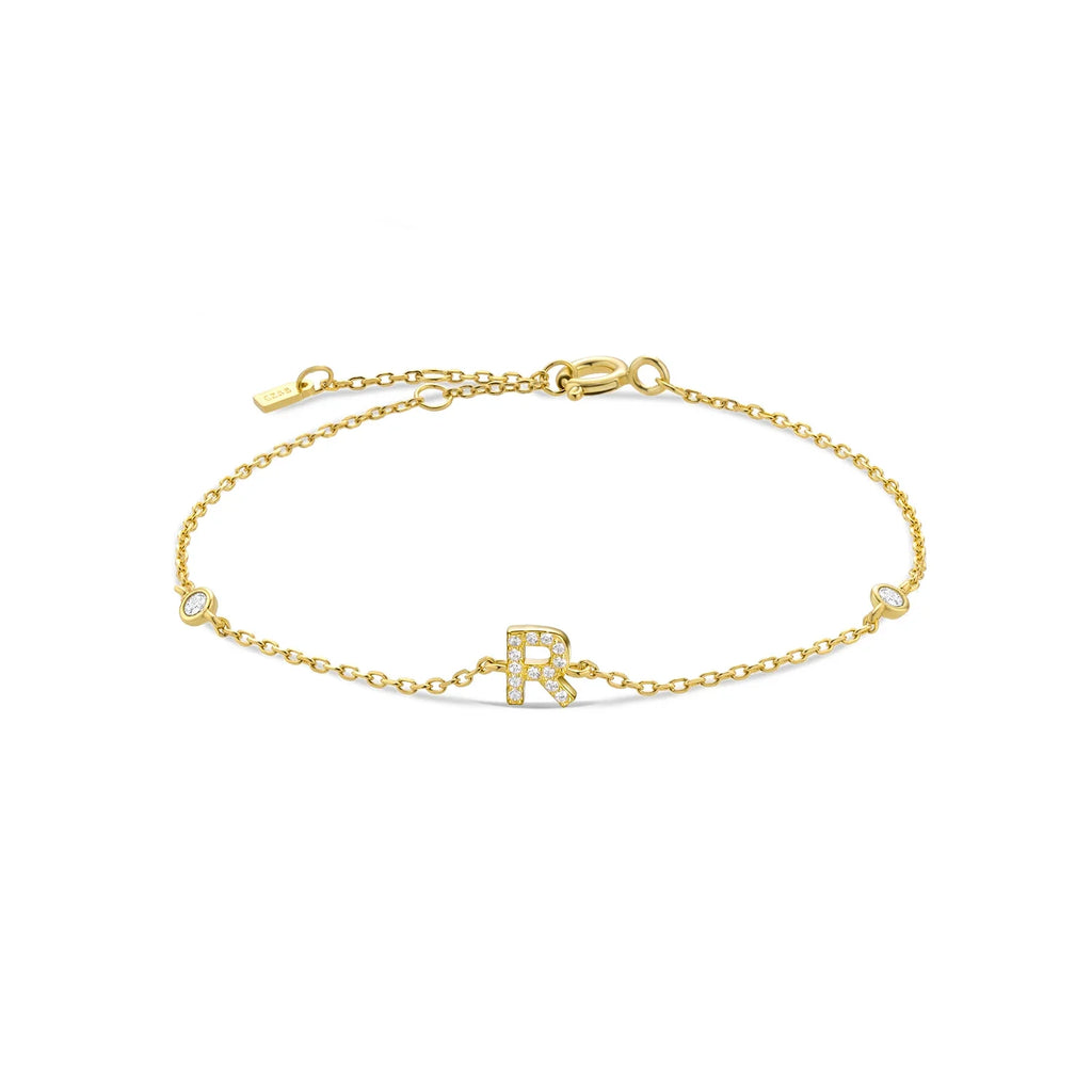 Armband mit Initiale aus Gold-Strass r