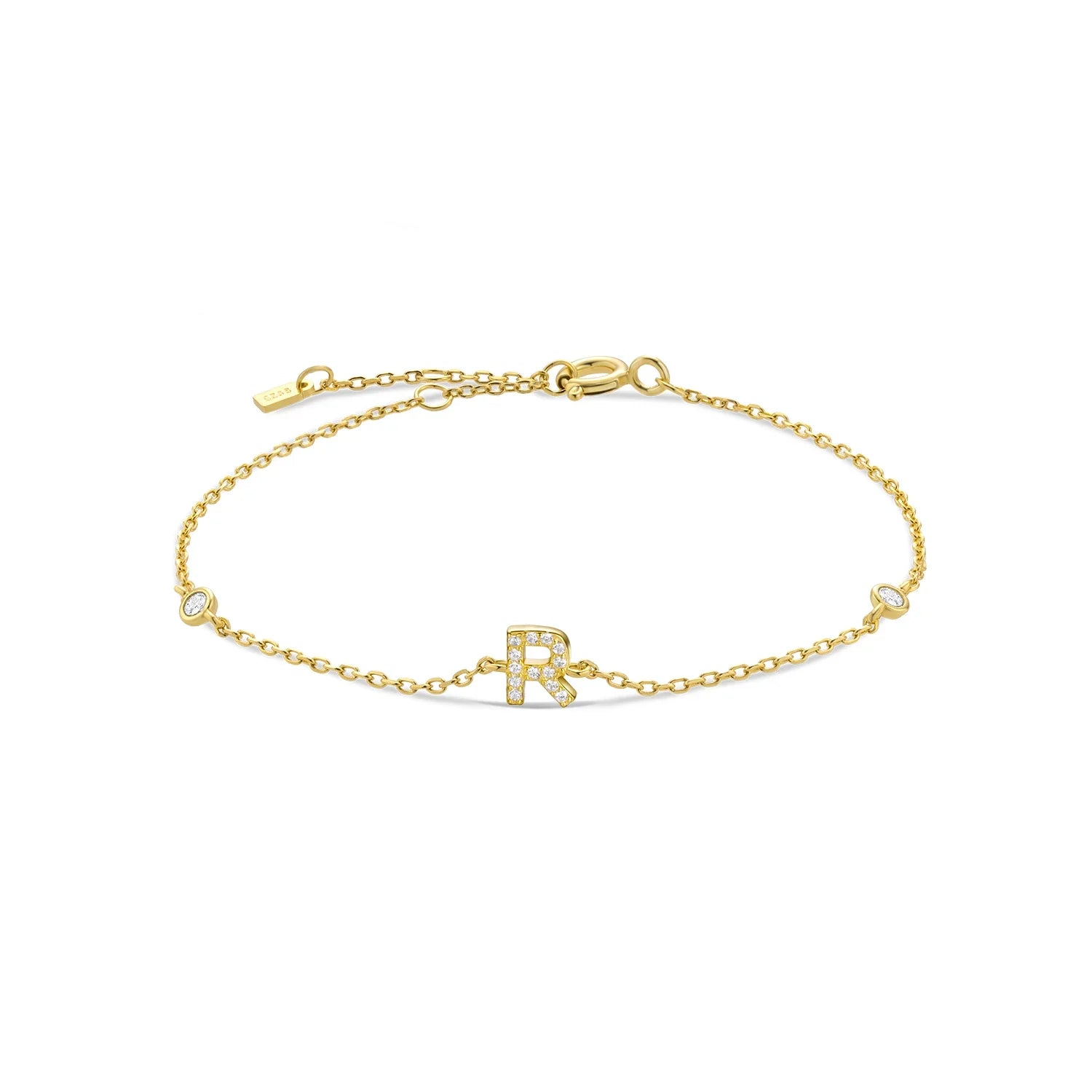 Armband mit Initiale aus Gold-Strass r