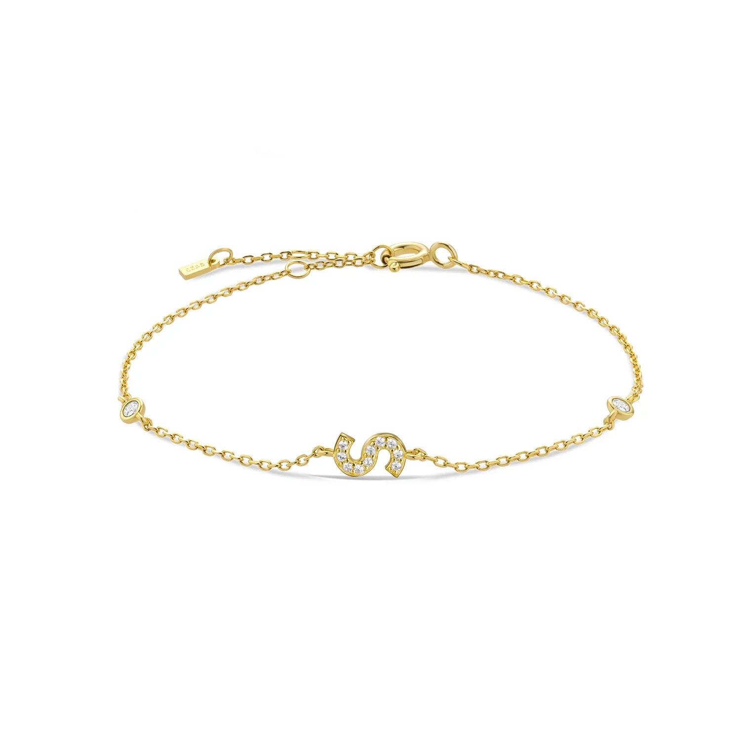 Armband mit Initiale aus goldenen Strasssteinen s