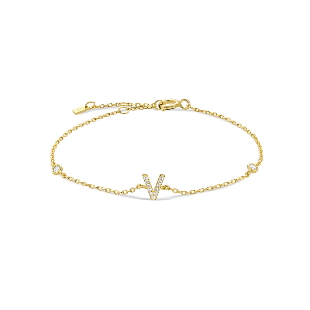 Armband mit Initiale aus Gold-Strass v