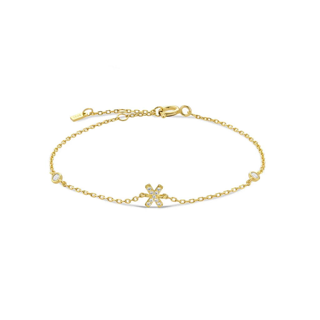 Armband mit Initiale aus goldenen Strasssteinen x