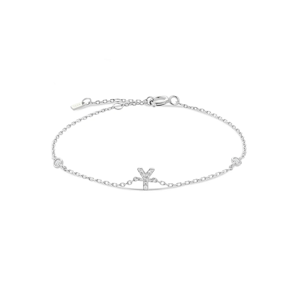 Armband mit Initiale aus silbernen Strasssteinen y