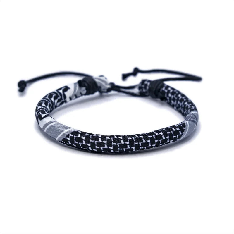 Armband mit arabischem Keffiye-Muster für Herren oder Damen in Schwarz