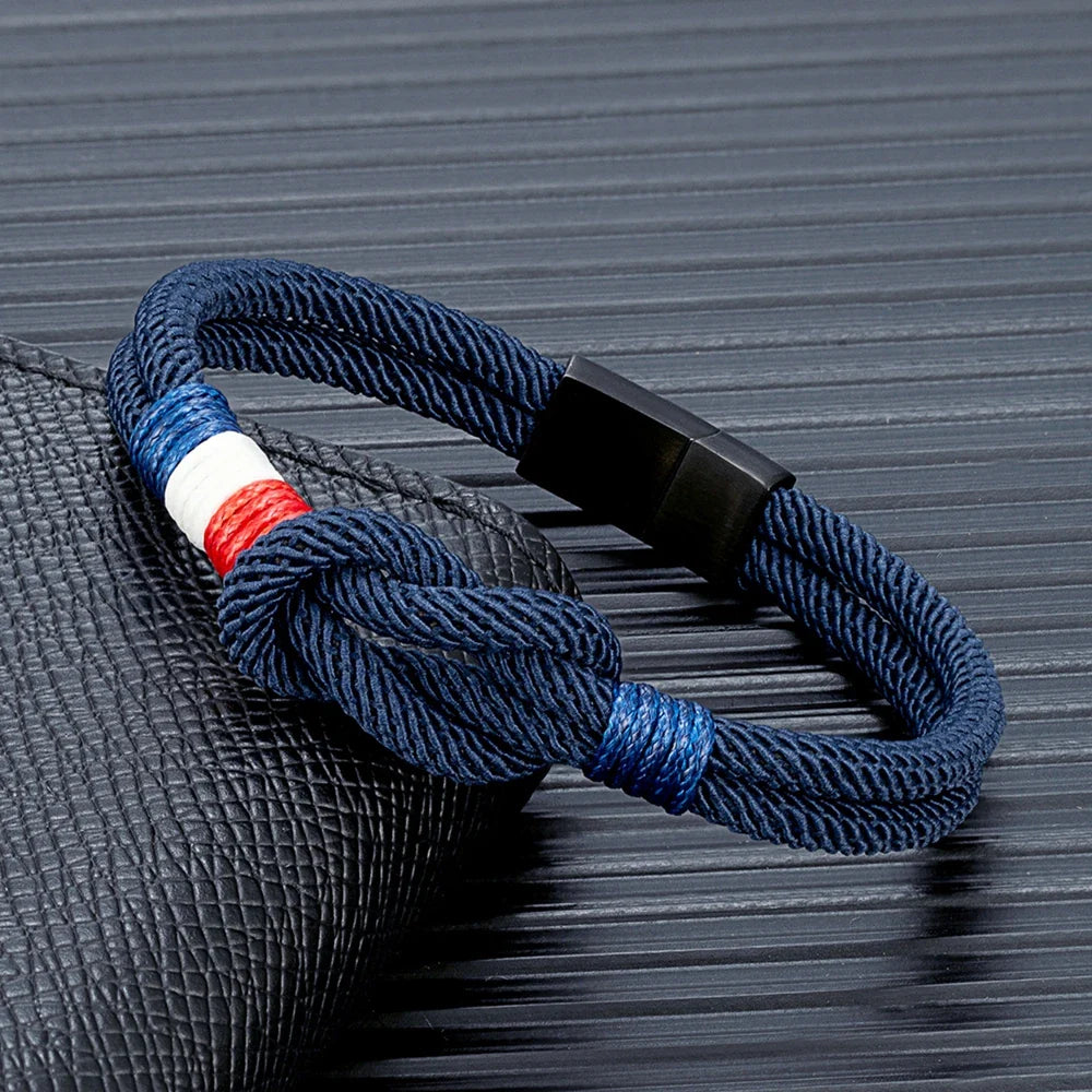 Armband mit Knoten aus Seil, marineblau