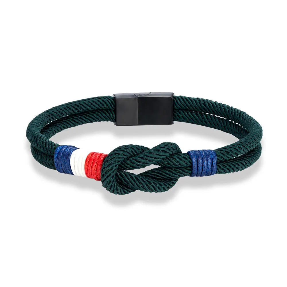 Armband mit Knoten aus Seil, grün