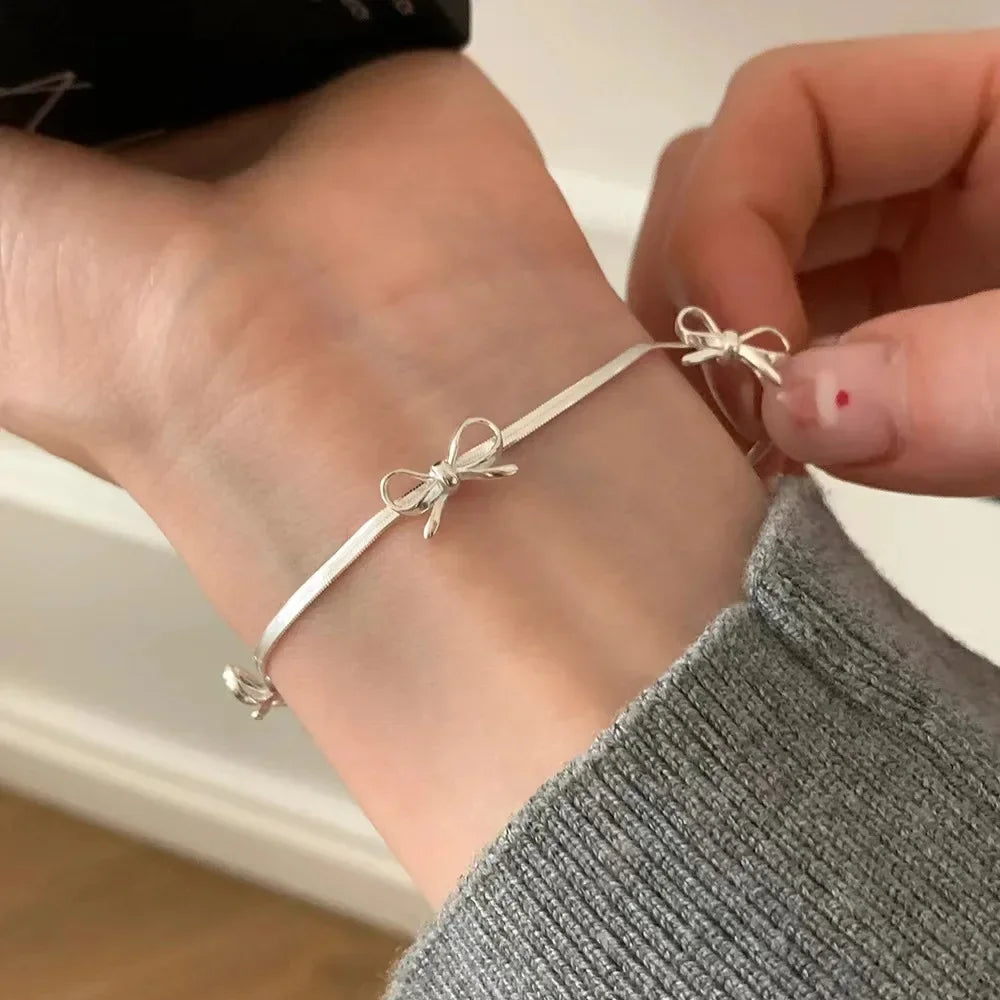 Armband mit Schleife für Damen, silber

