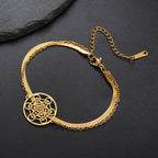 Armband mit Metatron-Würfel-Anhänger gold