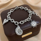 Armband mit Sonne und Muscheln für Herren oder Damen silber