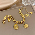 Armband mit Sonne und Muscheln für Herren oder Damen gold