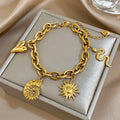 Armband mit Sonne und Muscheln für Herren oder Damen gold