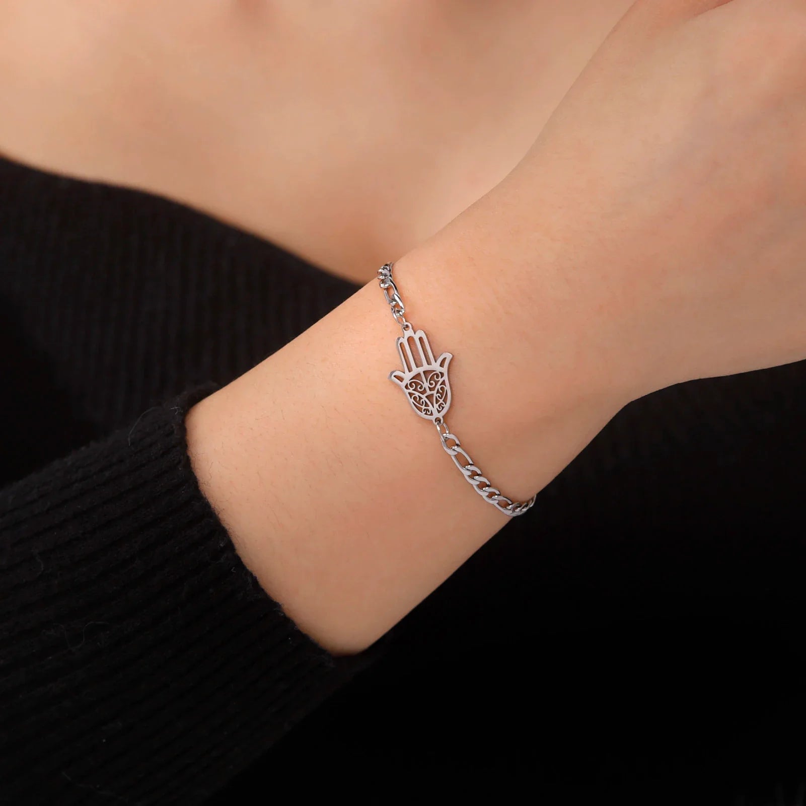 Armband mit arabischer Fatima-Hand in Gold oder Silber