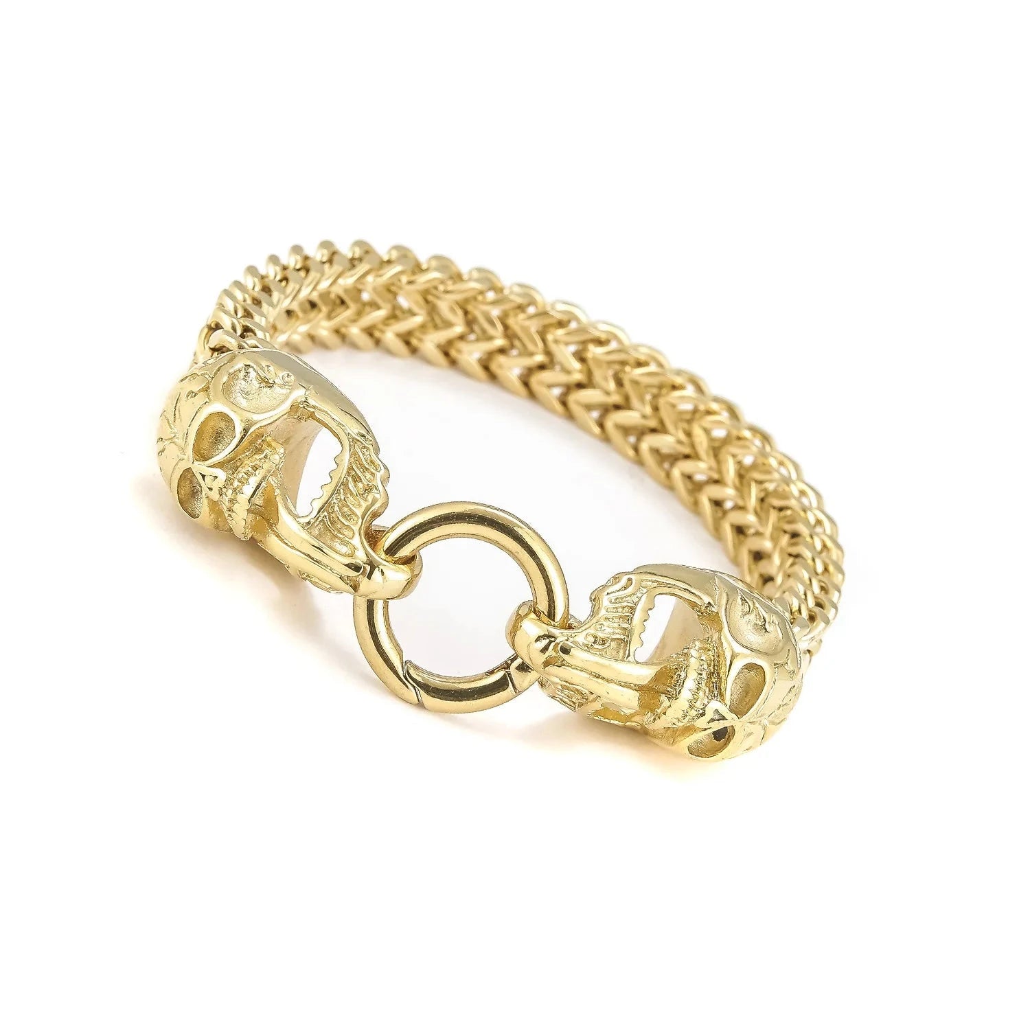 Armband mit Totenköpfen für Herren in Gold