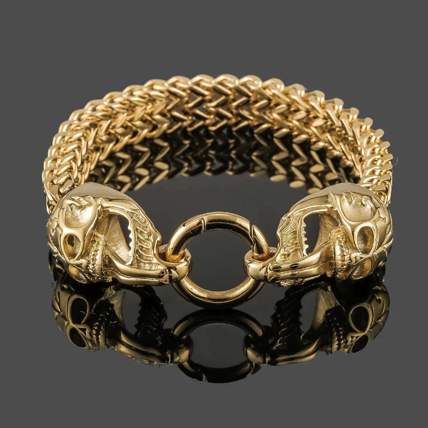 Armband mit Totenköpfen für Herren in Gold