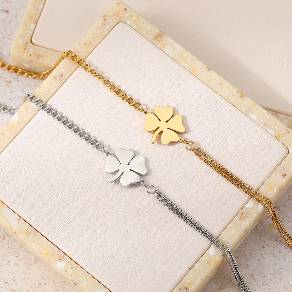 Armband mit vierblättrigem Kleeblatt Glücksbringer 