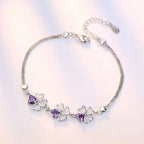 Armband mit vierblättrigen Kleeblättern mit violettem Zirkon